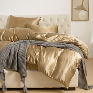 Vua Nữ Hoàng Kích Thước Mượt Sheets Duvet Cover <span class=keywords><strong>Set</strong></span> Chất Lượng Cao Lụa Gối Trường Hợp <span class=keywords><strong>Satin</strong></span> Bộ Đồ Giường Lụa Bộ - Product Image 3