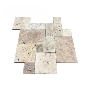 Carreaux de travertin blanc argenté naturel pour piscine d'hôtel, carreaux de marbre travertin antique, pavés à motif français - Product Image 1