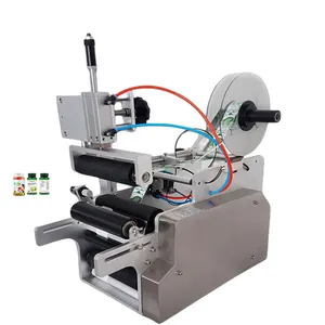 Nuevo modelo, máquina neumática automática de etiquetas adhesivas/máquina etiquetadora de botellas redondas, dispensador Manual de etiquetas