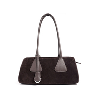 Sac Boston en Cuir Souple Rétro Personnalisé avec Logo, Grande Capacité pour Femme, Sac Hobo en Cuir Fendu OEM ODM avec Poignée Ronde