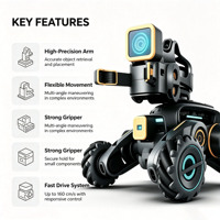 Véhicule robotique d'ingénierie omnidirectionnel, bras robotique à 3 axes, pince, moteur PLC, boîte de vitesses, roulement, roue Mecanum 4x4, voiture robot intelligente