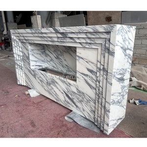 Cheminée en marbre blanc Arabescato de style classique moderne italien pour la décoration intérieure de la maison - Product Image 3