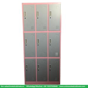 Casier plat de 9 portes avec serrure à clé, <span class=keywords><strong>vestiaire</strong></span> en métal à 3 niveaux, compartiment de rangement pour étudiants, armoire en acier - Product Image 3