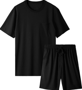 <strong>Mens</strong> 100% Cotton <strong>Pyjamas</strong> <strong>Set</strong> Home Wear Casual Fashion Summer Sleepwear with Pockets Breathable Knitted Fabric - Product Image 2