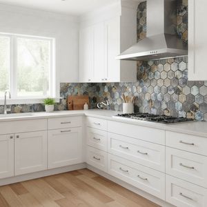 Mosaico Hexagonal de Aleación de Aluminio de Nuevo Diseño de Foshan, China, para Pared de <span class=keywords><strong>Baño</strong></span> y Cocina con Impresión por Inyección de Tinta - Product Image 5