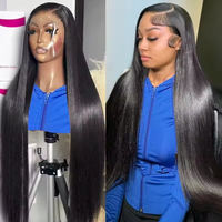 Perruque Frontale HD en Cheveux Vietnamiens Bruts, Vente en Gros, 13x4 sans Colle, Lisse Os, Couleur Naturelle, pour Femmes Noires