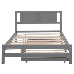 Platform <b>Bed</b> With Pull Out Casters Gray And White <b>Space</b> <b>Saving</b> Furniture For Children Adults Elderly - Product Image 4