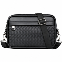 Sac bandoulière messager urbain en cuir PU circulaire pour homme, portable, durable, avec fermeture éclair