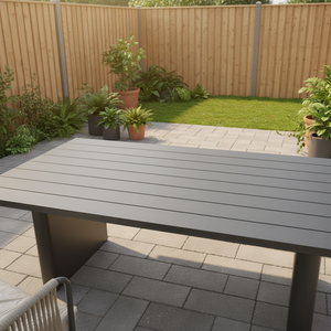 Mesa de Comedor Moderna para Exterior de Aleación de Aluminio Negra con Función Extensible para 6-8 Personas, Resistente para Uso en Villas y Escuelas - Product Image 2