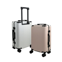Valise à coque rigide en aluminium 20/24 pouces avec bandes verticales, roulettes silencieuses et serrure TSA