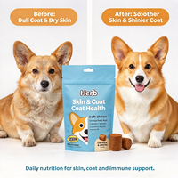 OEM ODM Permen Kunyah Lembut Anjing Tinggi Protein untuk Kesehatan Kulit & Bulu dengan Asam Lemak OMEGA, Kalsium & Vitamin E 2.5G/Permen untuk Dukungan Imunitas