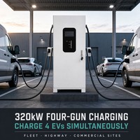 Chargeur de véhicules électriques haute puissance 120/320 kW, 4 pistolets, connecteurs quadruples, HMI intelligent, charge simultanée, station de recharge commerciale