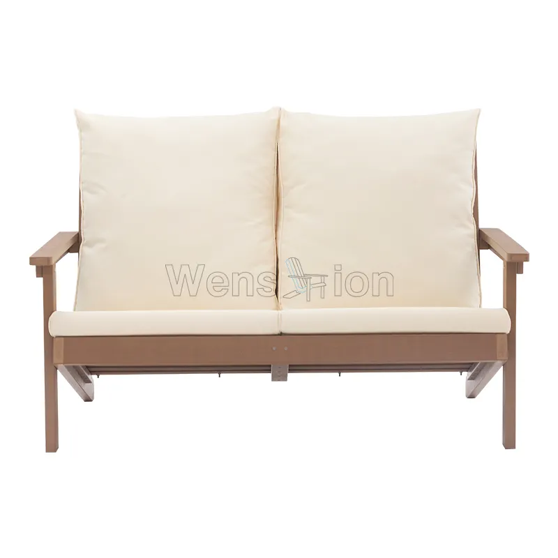 Set di divani da giardino con doppio sedile in legno di plastica per mobili da esterno moderni di fabbrica cinese