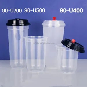 Hot Sale Disposable Clear Lemonade Cups 32oz Fruit Milk Boba Bubble Tea Juice Pp Plastic Cups Containers With Lids