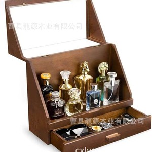 กล่องเก็บน้ำหอมแบบตั้งโต๊ะไม้พร้อมลิ้นชักกันฝุ่นสำหรับผู้ชาย - Product Image 5