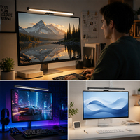 Barre lumineuse LED annulaire en aluminium réglable et dimmable, contrôle tactile, USB, clip pour écran d'ordinateur, CRI élevé 95