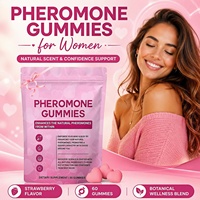 Gummies aux phéromones pour femmes, marque privée, parfum naturel et soutien de la confiance, saveur fraise, 60 unités