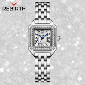 Montre pour femme Rebirth <span class=keywords><strong>2021</strong></span>, cadran carré de forme élégante, aiguilles lumineuses, fonctionnelle, bracelet en acier inoxydable, style romain - Product Image 1