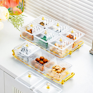 Portable <b>Snack</b> <b>Tray</b> With Lid Striped Plastic Dishwasher Safe For Sweets Fruits Nuts Parties Dried Fruit Residential Use - Product Image 1