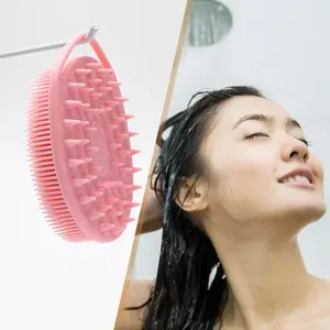 Venta al por mayor Etiqueta Privada de silicona cuadrado diente cuero cabelludo masajeador de ducha de pelo cepillo