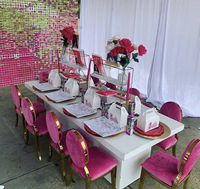 Meubles commerciaux, mini chaise pour enfants en acier inoxydable, table et chaises modernes pour enfants, location pour événements, mariage, fête