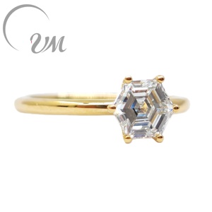 Bague de fiançailles UM Jewelry en or massif 18 carats avec diamant de laboratoire, sertie de griffes, pour unisexe/hommes/femmes, idéale pour le quotidien, les fêtes et les mariages - Product Image 2