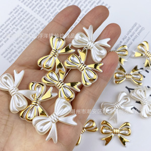 แผ่นอะคริลิคสีมุกประดับโบว์ทองคำเปลว สำหรับงาน DIY ทำมือ ตกแต่งเคสมือถือ หัวเข็มขัดรองเท้า - Product Image 1