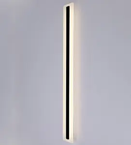 Toptan duvar lambası uzun şerit-Modern led duvar lambası uzun şerit alüminyum ışık IP65 açık su geçirmez siyah aplik ışık bahçe sundurma villa