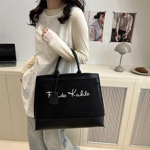 Bolso Tote de Lona Estilo Vintage con Ribete de Lona, Gran Capacidad, Bordado, Bolso de Hombro para Mujer, Cierre de Cremallera, Logotipo Personalizado - Product Image 5