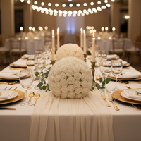 B104 OEM Centre de table personnalisé en fleurs artificielles roses, roses et gypsophiles pour mariage, fête et événements