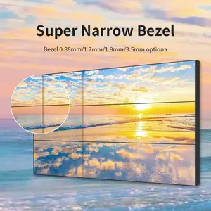 شاشة فيديو جدارية للإعلانات LCD داخلية بدقة 4k قياس 55 بوصة بمقاس ضيق جدًا ومزودة بلوحة ربط 4x1 واقفة على الأرضية