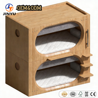 Lit capsule double haut de gamme JINYU en bois à 2 niveaux avec entrée ovale pour hôtel, auberge, école, dortoir CE ISO