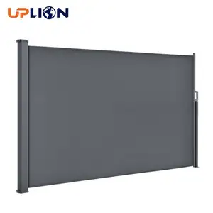 Uplion Outdoor Retractable Folding Screen Polyester Aluminum Wind Privacy Divider With Steel Pole Side Awning