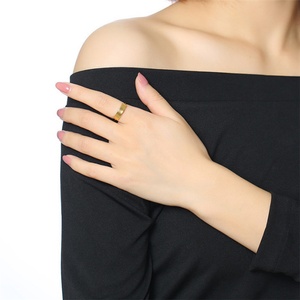 Fashion Jewelry Custom logo Gold Plated bar <b>Rings</b> Stainless Steel <b>Blank</b> Signet <b>Ring</b> for Women - Product Image 6