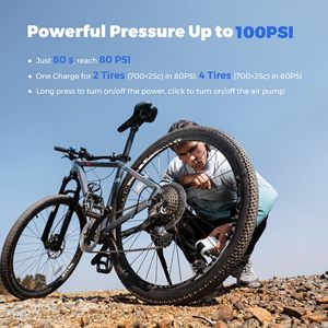 Mini Bomba Eléctrica para Bicicleta, Inflador de Neumáticos Inalámbrico Portátil de Aleación de Aluminio, Alta Presión de 100 PSI para Bicicletas de Carretera y Montaña - Product Image 4