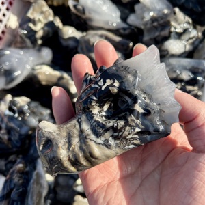 Cabeza de Dragón de Ágata Volcánica Tallada a Mano al por Mayor, <span class=keywords><strong>Piedra</strong></span> de Cristal Pulida, Modelo Artesanal para Decoración <span class=keywords><strong>del</strong></span> Hogar y Regalos - Product Image 3