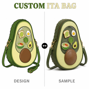 <span class=keywords><strong>Sac</strong></span> Ita personnalisé en forme d'avocat pour brunch, vert clair, en similicuir lisse, avec patch en relief marron, fenêtre transparente, <span class=keywords><strong>sac</strong></span> à dos <span class=keywords><strong>de</strong></span> jour avec épingles - Product Image 1