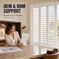 Volets de plantation OEM/ODM sur mesure, vente en gros directe usine pour projets B2B mondiaux et solutions de couverture de fenêtres commerciales