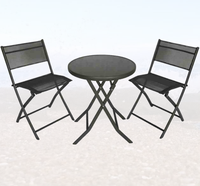 Ensemble table et chaises pliantes 3 pièces en métal au design moderne, hauteur réglable, convertible, pour extérieur, hôtel, cour, parc