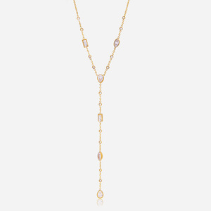 สร้อยคอรูปตัว Y ประดับเพชรทรงหยดน้ำ ทอง 18K ดีไซน์เรขาคณิต เครื่องประดับสำหรับงานปาร์ตี้ - Product Image 1