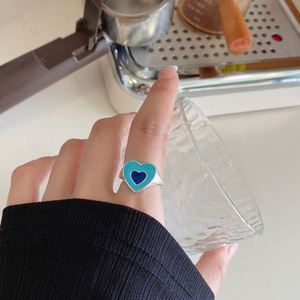 Dylam Women Fine Jewelry Cute Tiny Charm 925 Sterling <b>Silver</b> Rhodium Plated Open <b>Adjustable</b> Resizable Enamel Heart <b>Rings</b> - Product Image 5