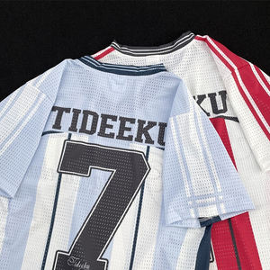 Sporty V-Neck Jersey Short Sleeve T-<b>Shirt</b> Women Loose Hip-Hop Style T-<b>Shirt</b> Women Number Couple Top Trendy - Product Image 2