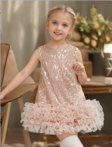 Abito da Principessa Nero con Paillettes per Bambine, Vestito Senza Maniche in <span class=keywords><strong>Tulle</strong></span> e Rete per Feste - Product Image 2