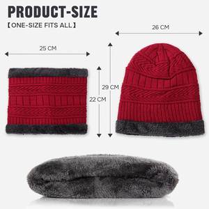 Fashionable Custom Embroidery Logo Solid Color Warm Knitted Winter Caps and Scarf <b>for</b> Men Travel Use Common Fabric - Product Image 2