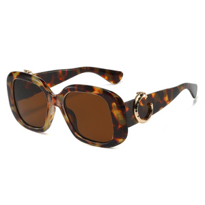 2024 Kajia Retro <b>Large</b> <b>Frame</b> Leopard Design Sunglasses European American Fashion Cross-Border New Square UV400 PC Personalized - Product Image 4