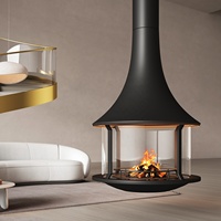 Cheminée au bois autoportante moderne de 900 mm en acier au carbone allié, design suspendu décoratif, pour intérieur, garantie 1 an