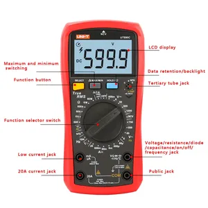 Multímetro Digital UNI-T UT890D+ de 6000 Lecturas, Medidor Manual de Frecuencia, Temperatura, Voltaje, Amperímetro AC, DMM, Probador de Capacitores, NCV - Product Image 2