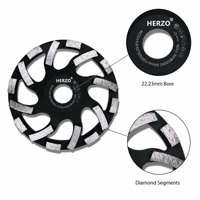 Disque de meuleuse d'angle HERZO, disque abrasif 125 mm, meule diamantée en forme de coupelle
