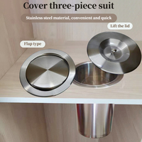 Comptoir de cuisine en acier inoxydable Poubelle intégrée à 3 ensembles Classification domestique Seau à déchets de cuisine Costume Cleani caché