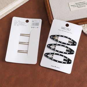 MUJU D411 Lot de 3 pinces à <span class=keywords><strong>cheveux</strong></span> métalliques à pois, ovales, émaillées, 6,5 cm, avec logo personnalisé, carte code-barres, prêtes à la vente au détail, pour enfants, faible MOQ - Product Image 5